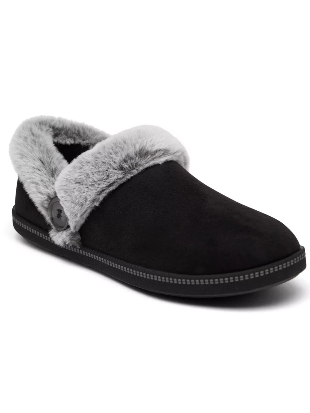 Women's Black Faux-Fur Lined Slip-On Slippers size 6